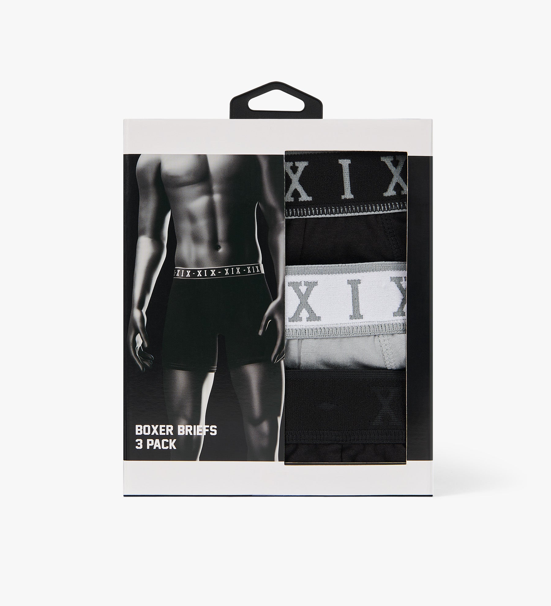 XIX Boxer Briefs 3 Pack [Black/Grey/Black]